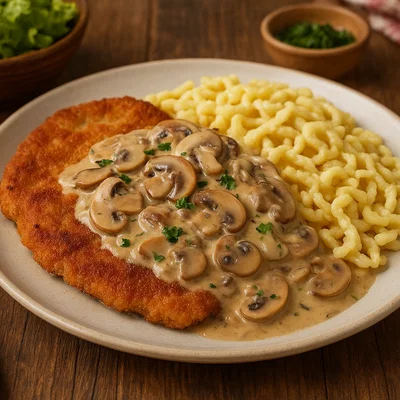 Jägerschnitzel mit Pilz-Rahm-Soße