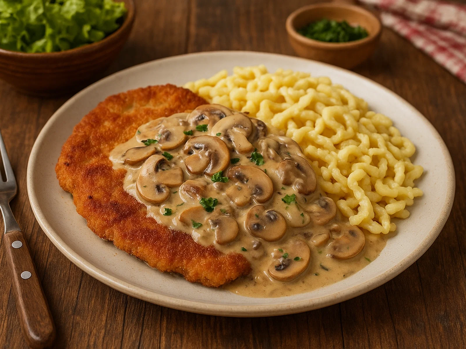 Jägerschnitzel mit Pilz-Rahm-Soße
