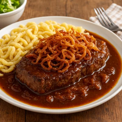 Klassischer Zwiebelrostbraten mit Röstzwiebeln