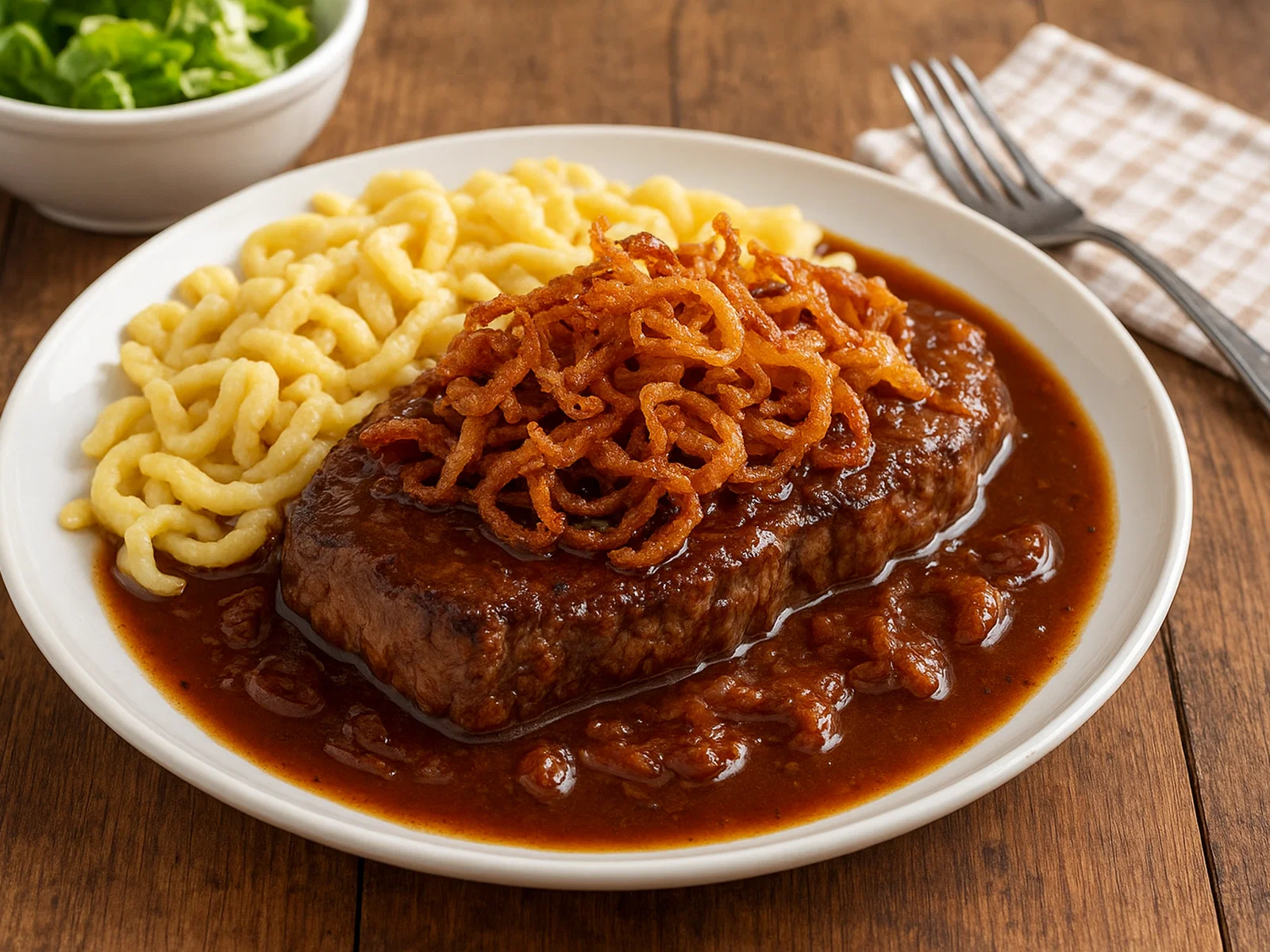 Klassischer Zwiebelrostbraten mit Röstzwiebeln