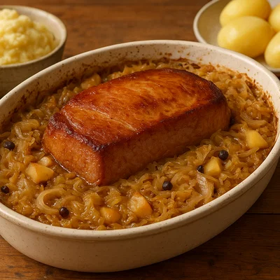 Kassler mit Sauerkraut aus dem Ofen