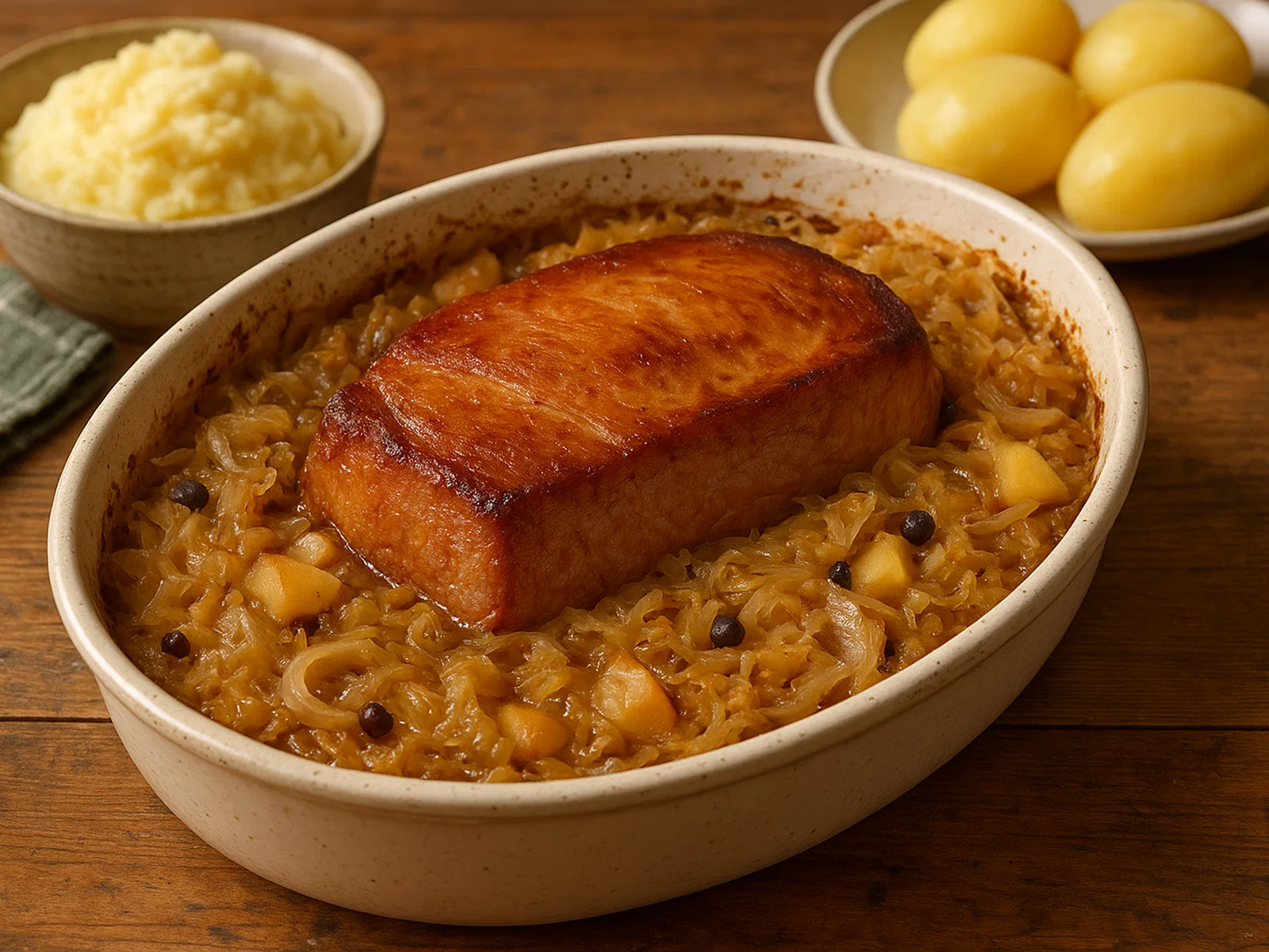 Kassler mit Sauerkraut aus dem Ofen