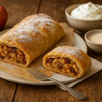 Klassischer Apfelstrudel mit hausgemachtem Strudelteig