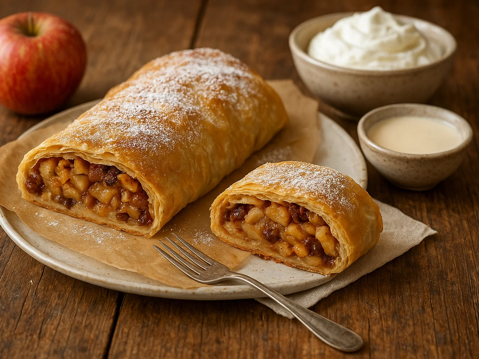 Klassischer Apfelstrudel mit hausgemachtem Strudelteig