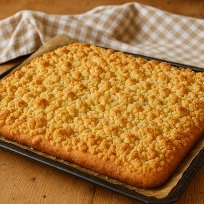 Klassischer Streuselkuchen mit Hefeteig und Butterstreuseln