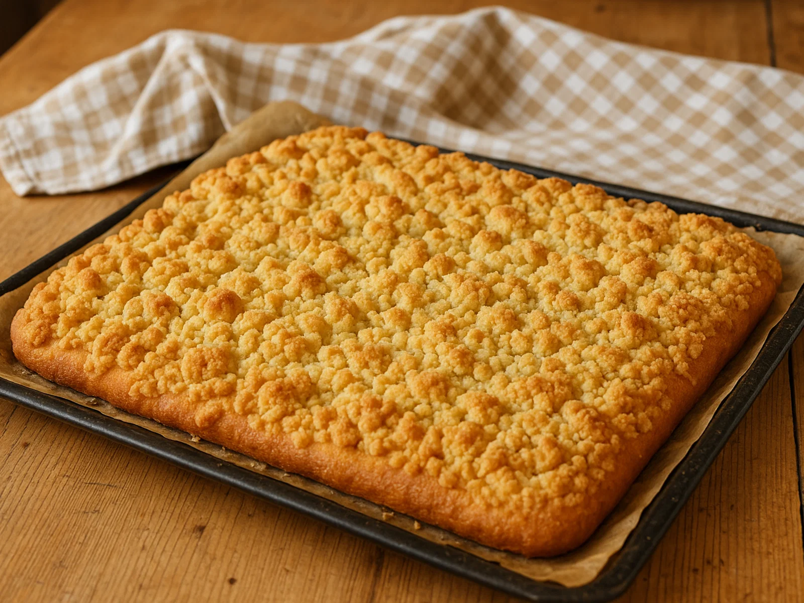Klassischer Streuselkuchen mit Hefeteig und Butterstreuseln
