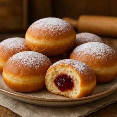 Berliner Pfannkuchen (Gefüllte Hefekrapfen)