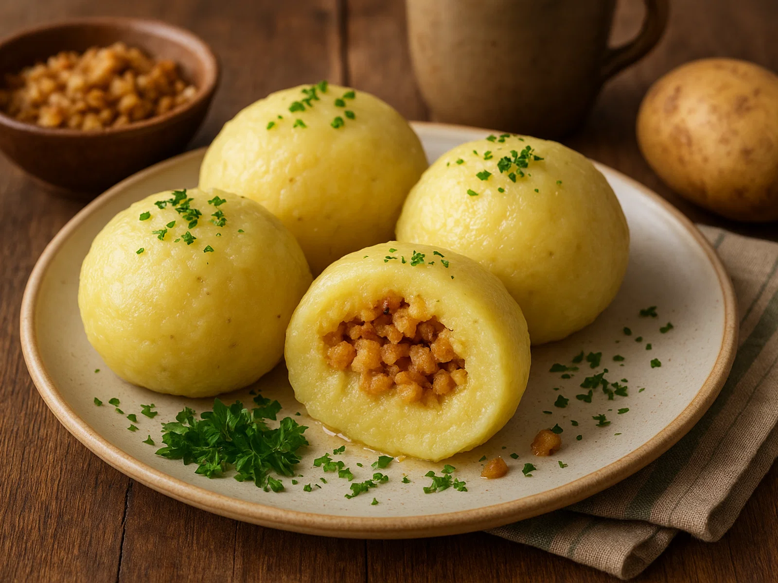 Thüringer Klöße aus rohen und gekochten Kartoffeln