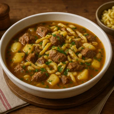 Gaisburger Marsch – schwäbischer Rindfleischeintopf mit Spätzle und Kartoffeln