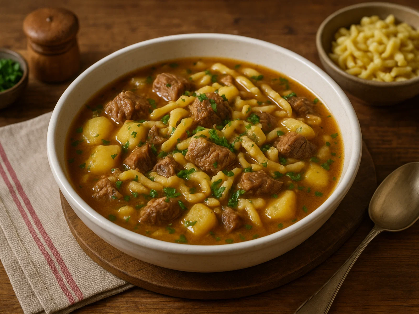 Gaisburger Marsch – schwäbischer Rindfleischeintopf mit Spätzle und Kartoffeln