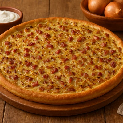 Herzhafter Zwiebelkuchen mit Speck
