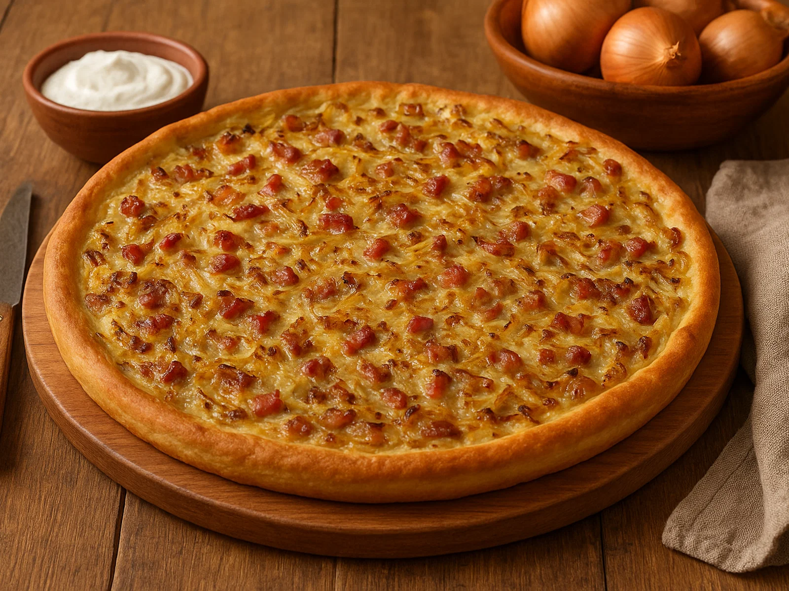 Herzhafter Zwiebelkuchen mit Speck