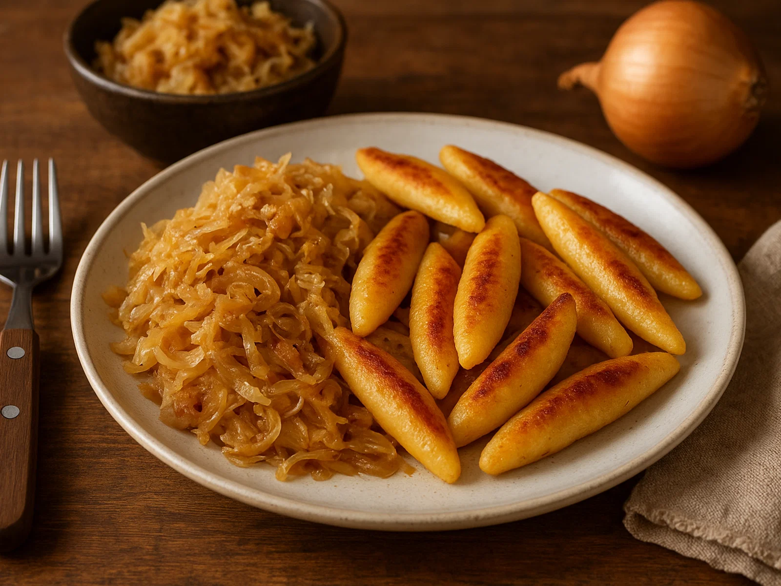 Schupfnudeln mit gebratenem Sauerkraut