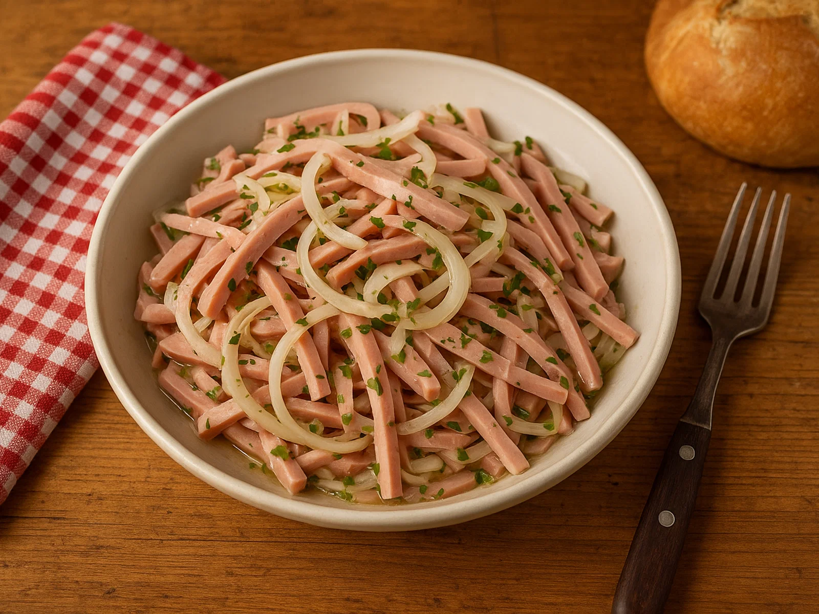 Klassischer schwäbischer Wurstsalat