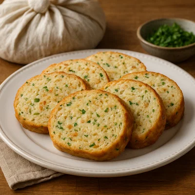 Serviettenknödel (im Tuch gegarter Semmelknödel in Scheiben)