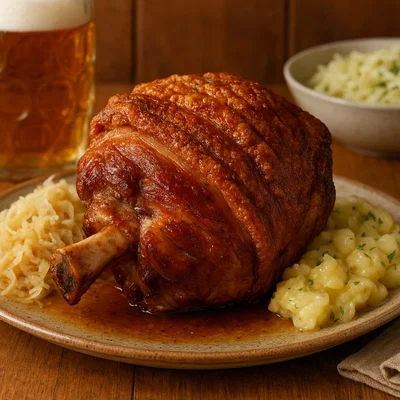 Gegrillte knusprige Schweinshaxe