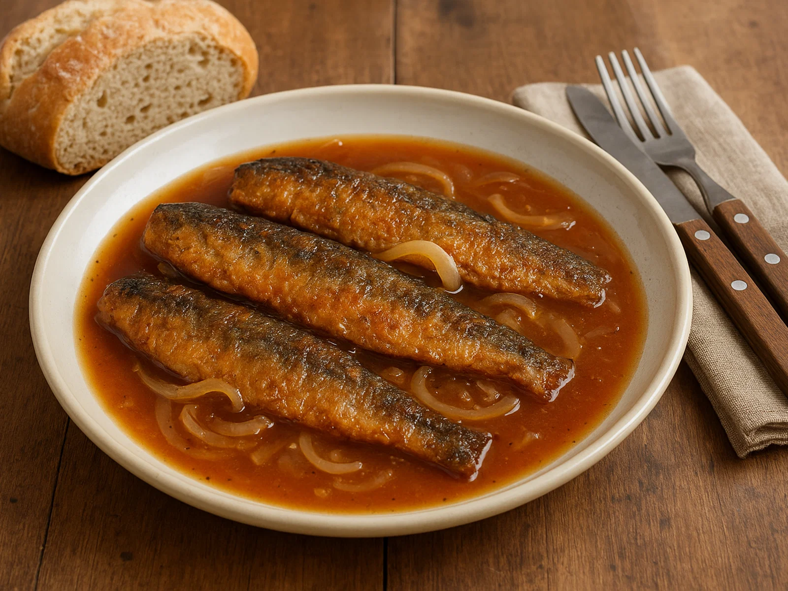 Klassischer Brathering – gebratener, sauer eingelegter Hering