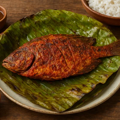 Karimeen Pollichathu – Im Bananenblatt gegarter gewürzter Perlbarsch