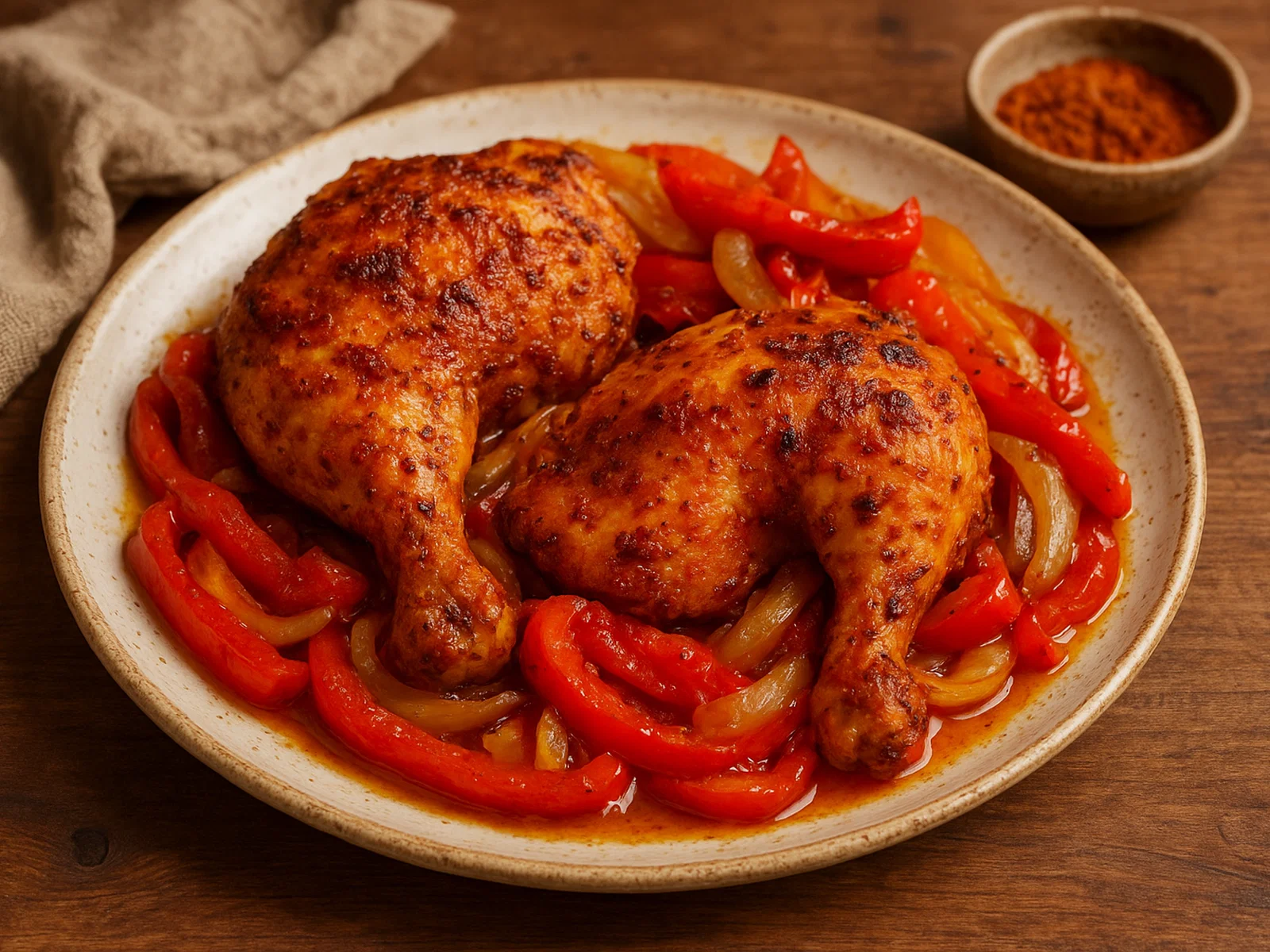 Devilled Chicken – scharf gebratenes Hähnchen mit Paprika und Zwiebeln