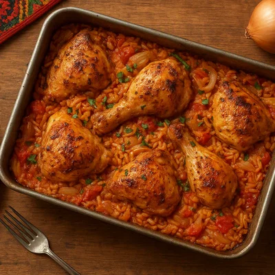 Pulë me oriz – Albanisches Huhn mit Reis aus dem Ofen