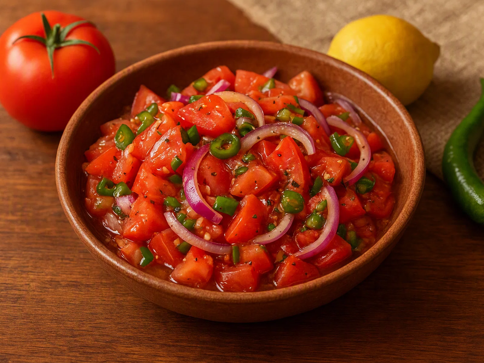 Timatim Salata – Äthiopischer Tomaten-Zwiebel-Salat mit Chili