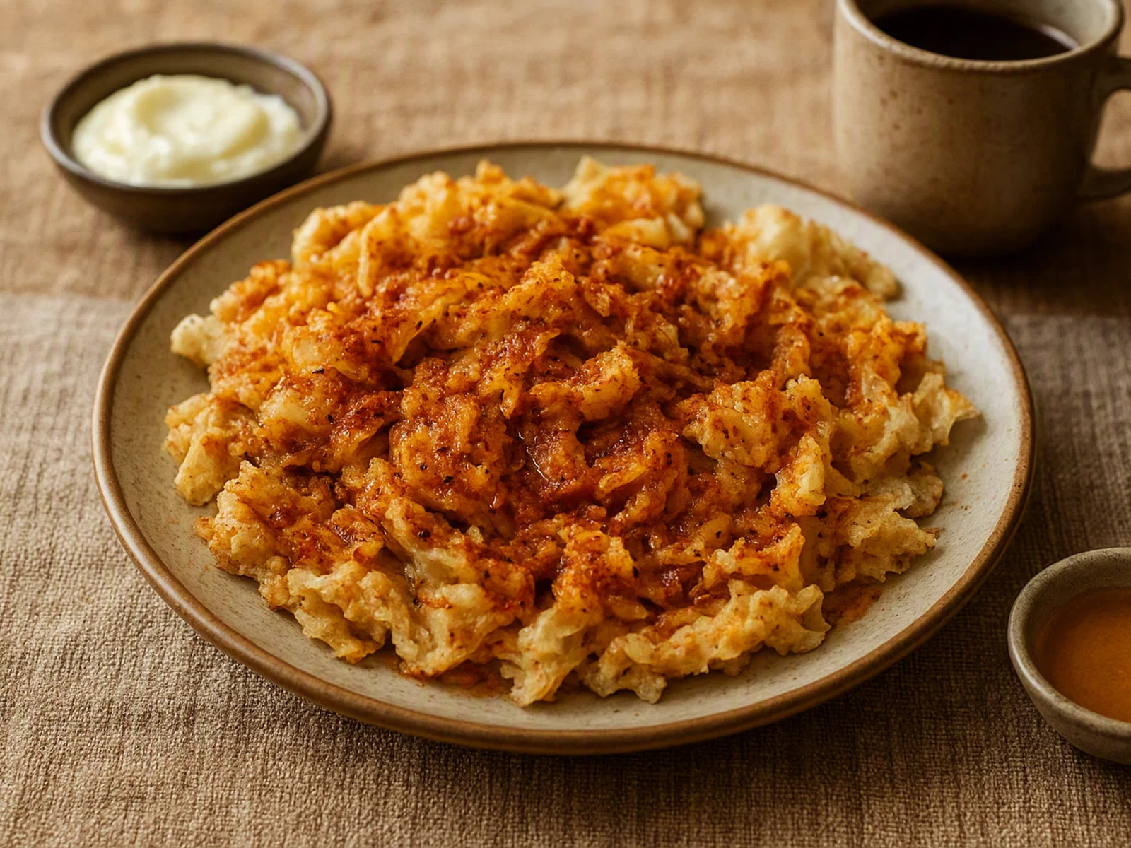 Chechebsa (zerrupftes Fladenbrot mit Gewürzbutter und Berbere)