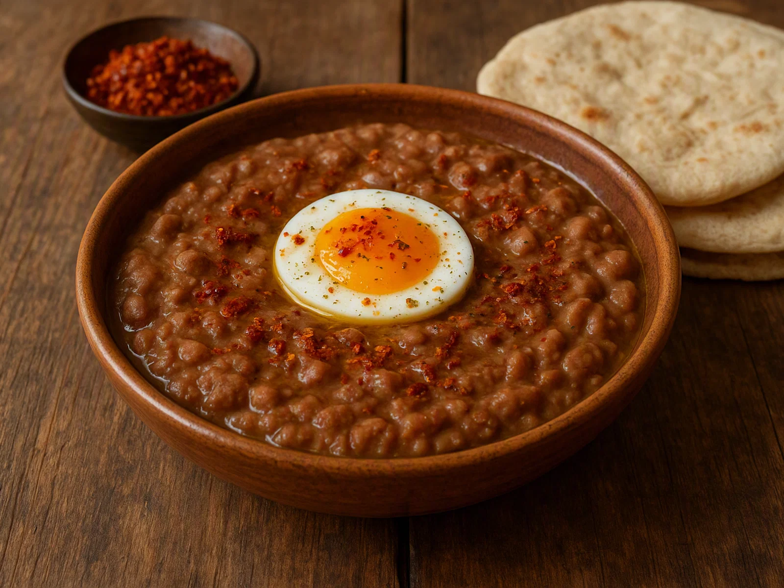 Ful – Äthiopische Saubohnen mit Ei, Öl und Chili