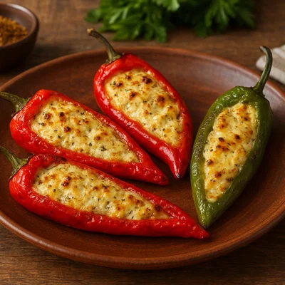 Senig karya – mit Gewürzen und Käse gefüllte Chilischoten