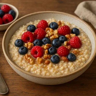 Frühstücks-Lupinen-Porridge mit Beeren und Nüssen