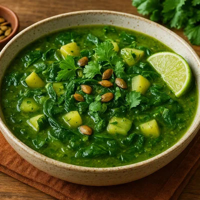 Mexikanische Sopa Verde mit Spinat, Zucchini und Koriander